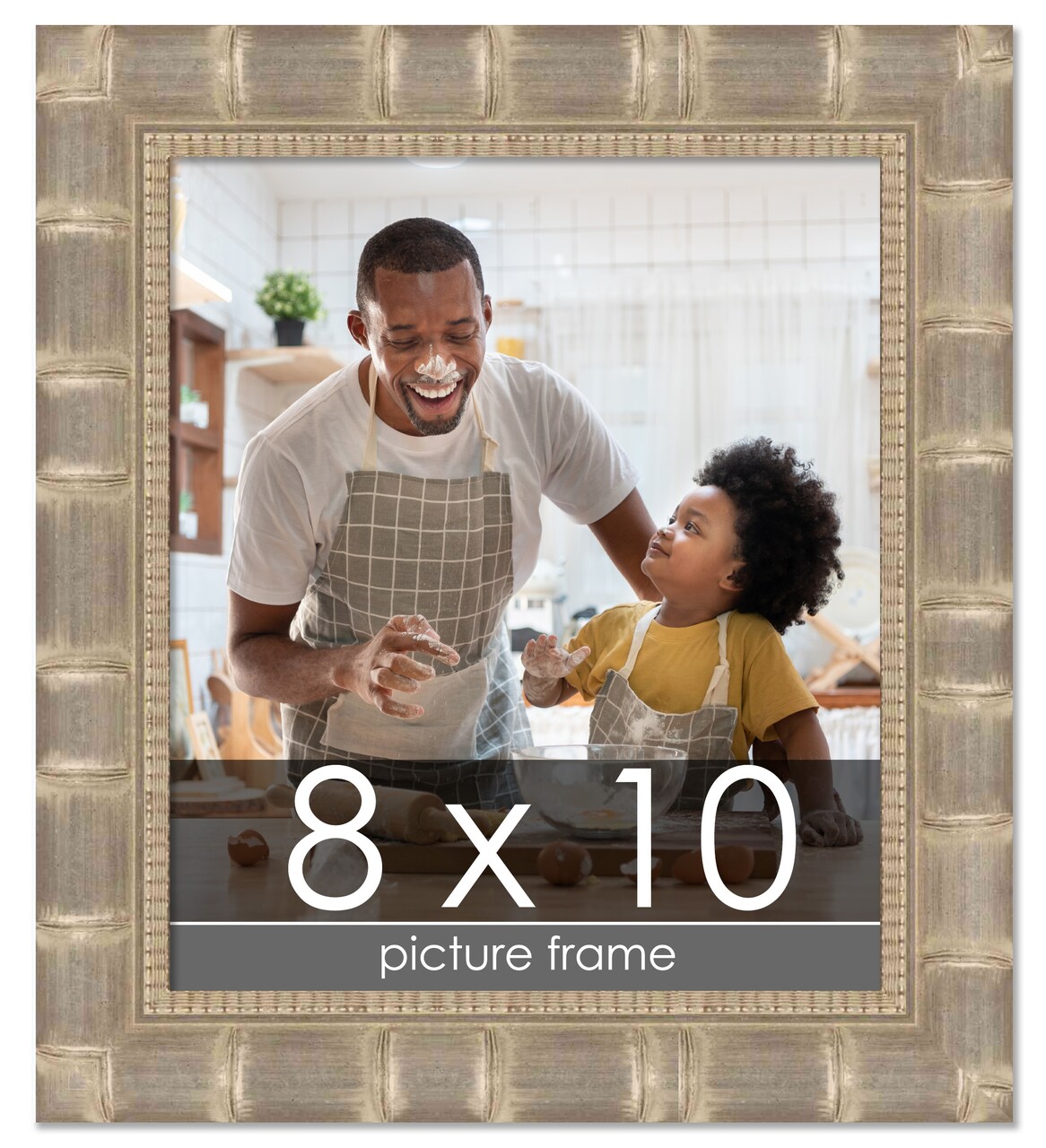 8x10 Wide Bamboo Picture Frame with UV-Resistant Acrylic & Acid Free Backing, Available in 4 Finishes - Brown, Black, Silver, and Natural